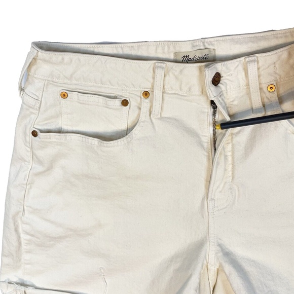 Madewell Women The Curvy Perfect Mid Length Jean Shorts Denim Size 14W Ivory - Picture 7 of 12